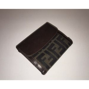 FENDI Zucca Bifold Wallet Leather and Canvas Vintage